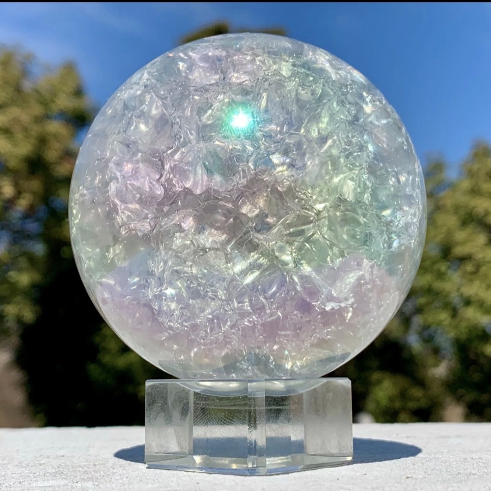 Irridescent Titanium Rainbow Quartz Crystal Ball Sphere Orb New - Picture 8 of 12
